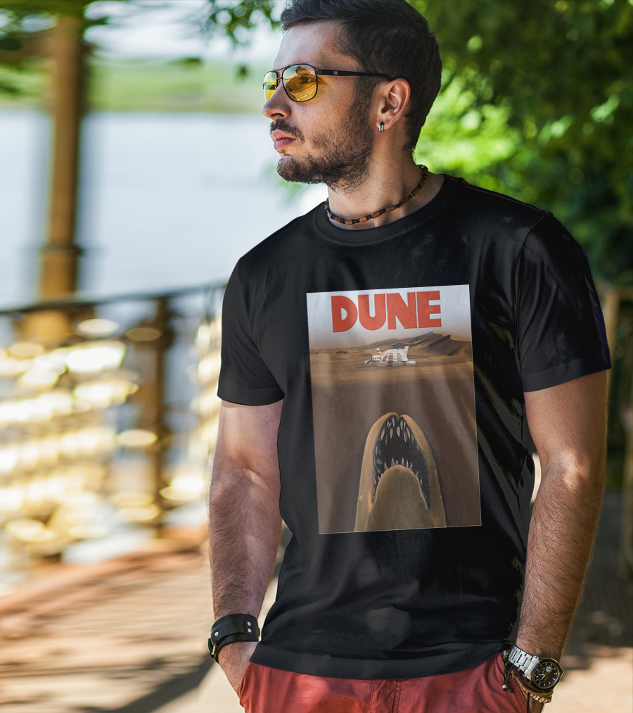 Dune Sandworm Layered Desert Scene T-Shirt