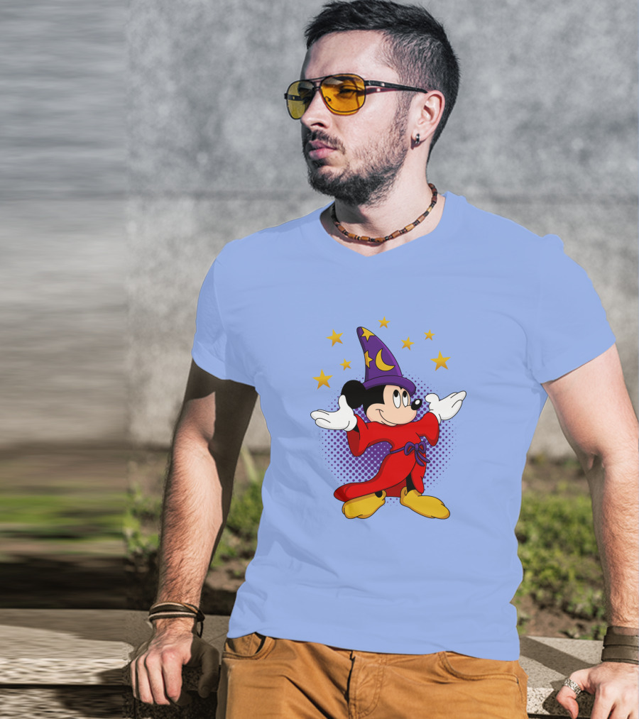 Mickey Mouse Wizard Sorcerer's Apprentice Magic Stars T-Shirt
