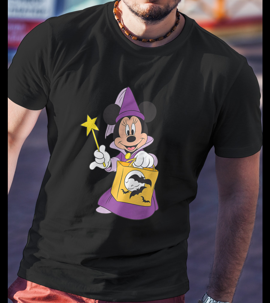 Disney Halloween Minnie Mouse Witch Costume With Magic Wand And Trick-or-Treat Bag T-Shirt