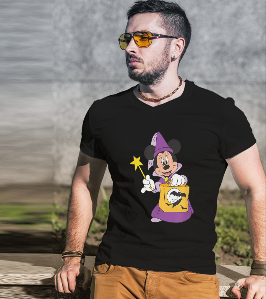 Disney Halloween Minnie Mouse Witch Costume With Magic Wand And Trick-or-Treat Bag T-Shirt