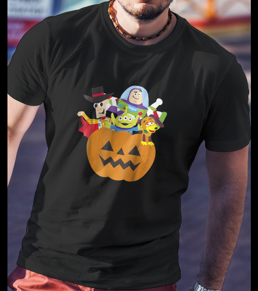 Disney Pixar Toy Story Characters In Halloween Pumpkin Costume T-Shirt