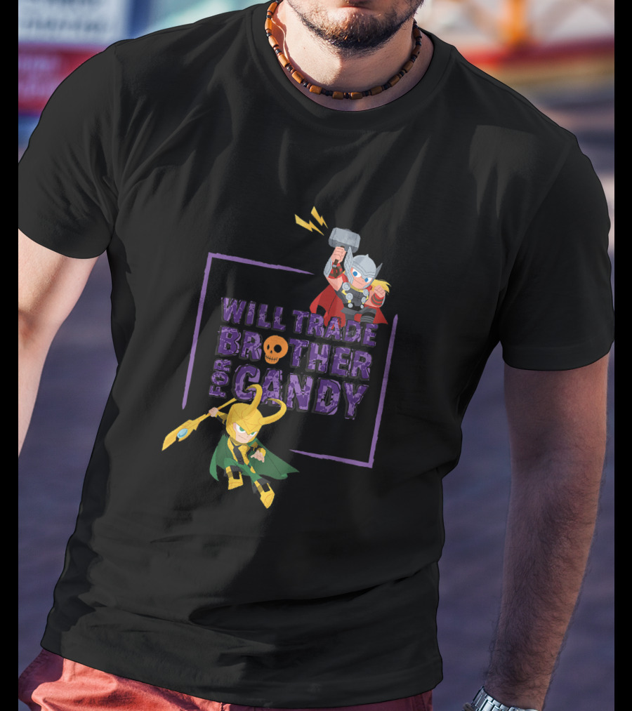 Marvel Loki And Thor Chibi Will Trade Brother For Candy T-Shirt