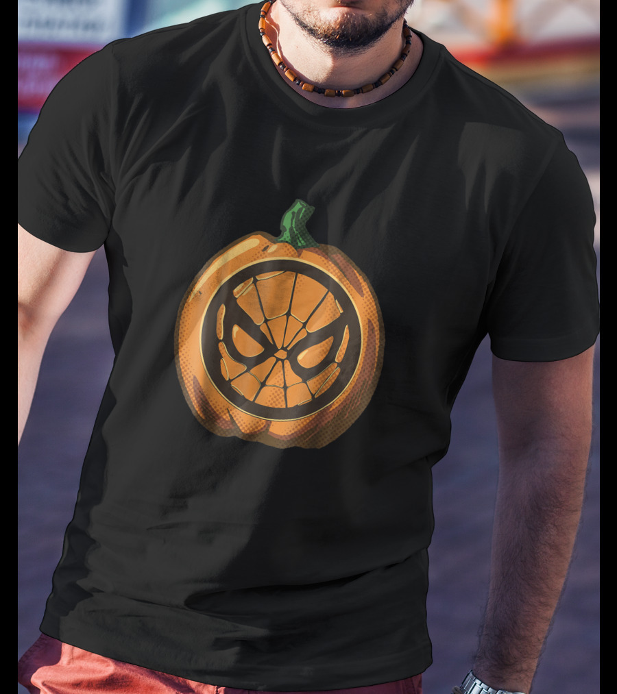 Marvel Spider Man Pumpkin Halloween Face T-Shirt