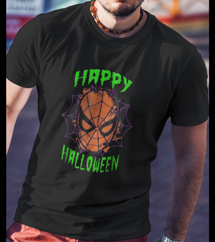 Marvel Spider Man Mask Happy Halloween T-Shirt