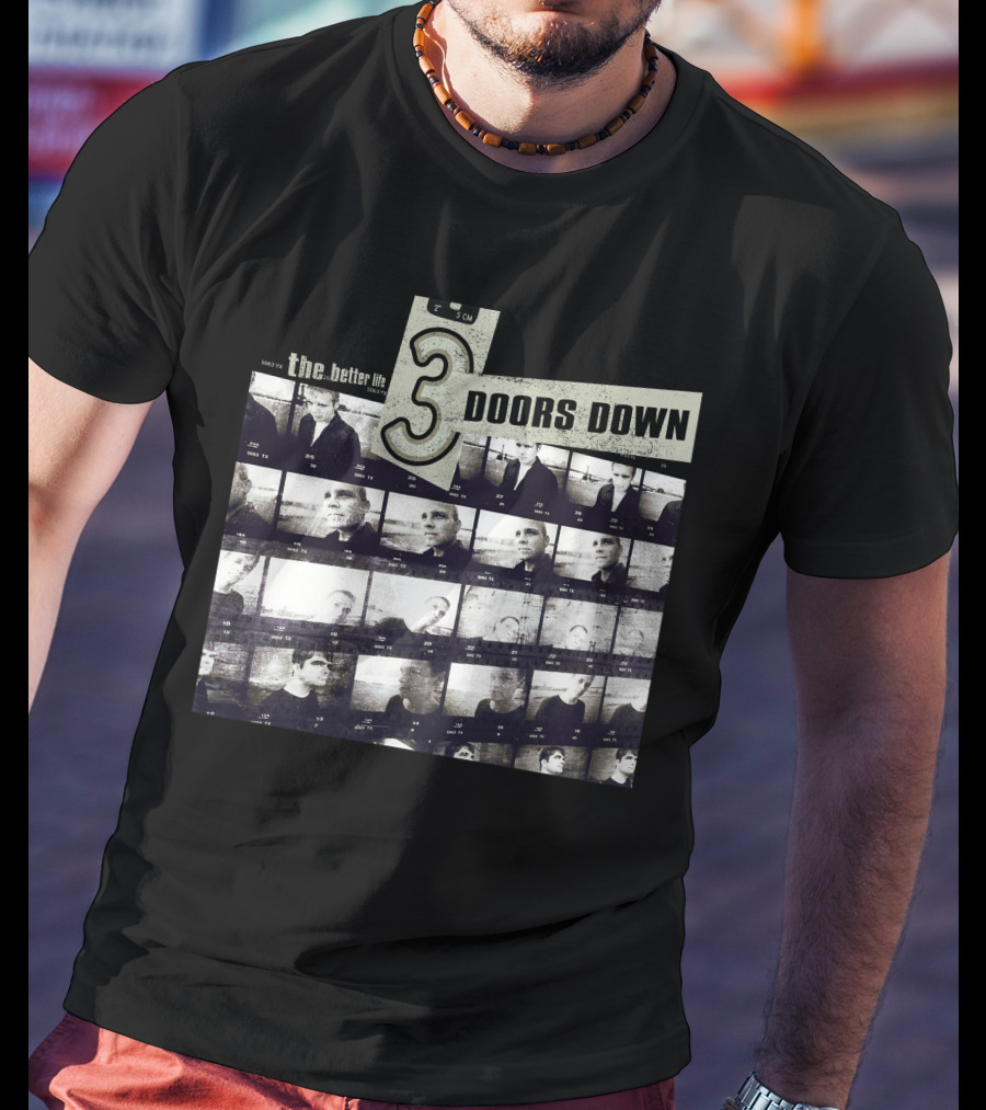 3 Doors Down The Better Life Album Cover Black And White Photographic Collage T-Shirt