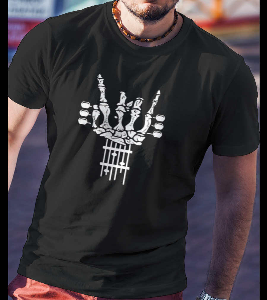 Rock And Roll Skeleton Hand Guitar Symbol For Music Lovers T-Shirt