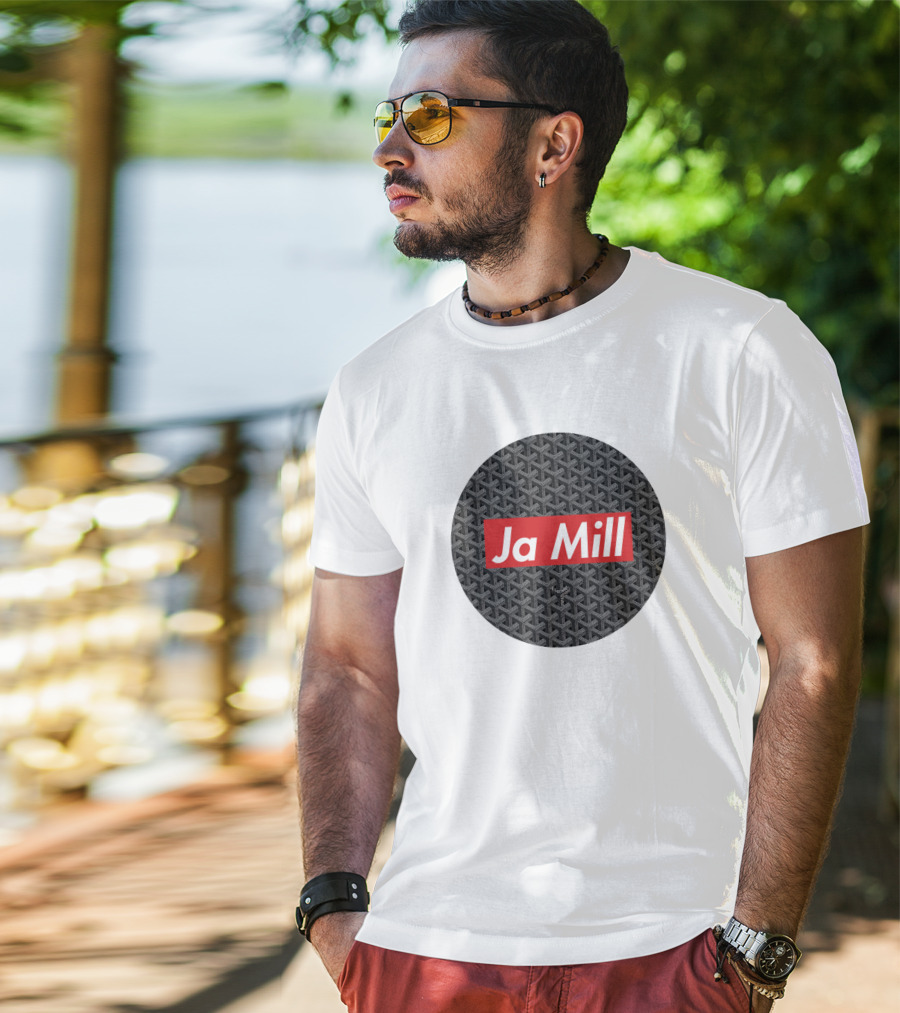 Ja Mill Red Typography On Black Patterned Circle T-Shirt