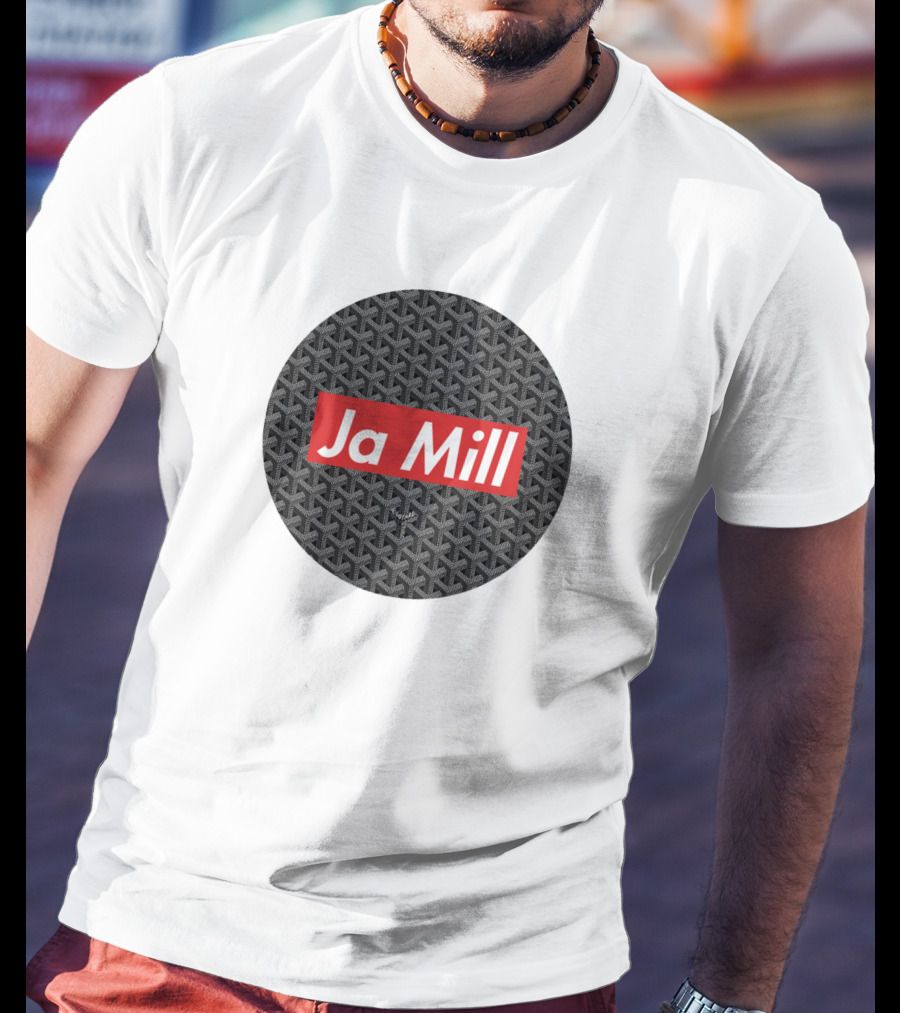 Ja Mill Red Typography On Black Patterned Circle T-Shirt