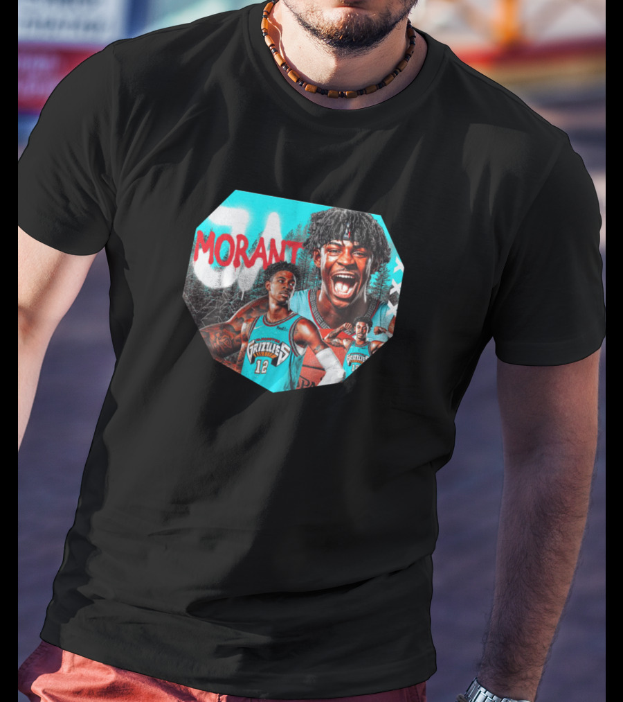 Ja Morant Memphis Grizzlies NBA Player Portrait Compilation T-Shirt