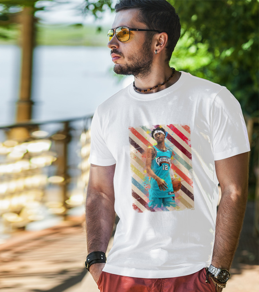 Ja Morant Grizzlies Basketball Vintage Stripes T-Shirt
