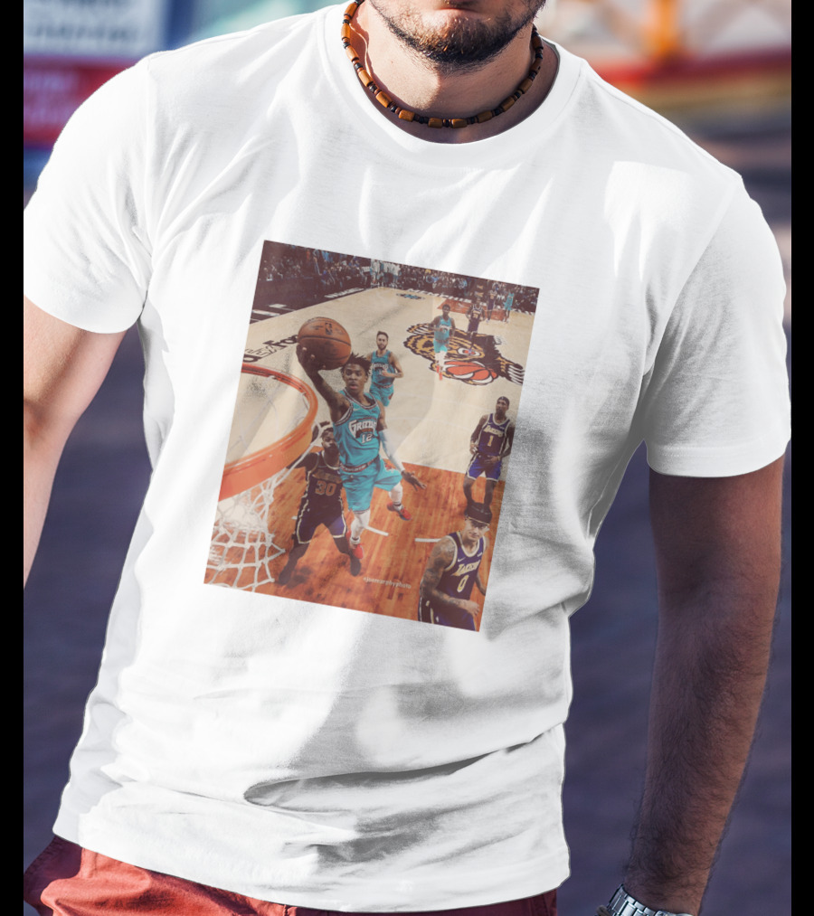 Ja Morant Funny Slam Dunk Basketball Action T-Shirt
