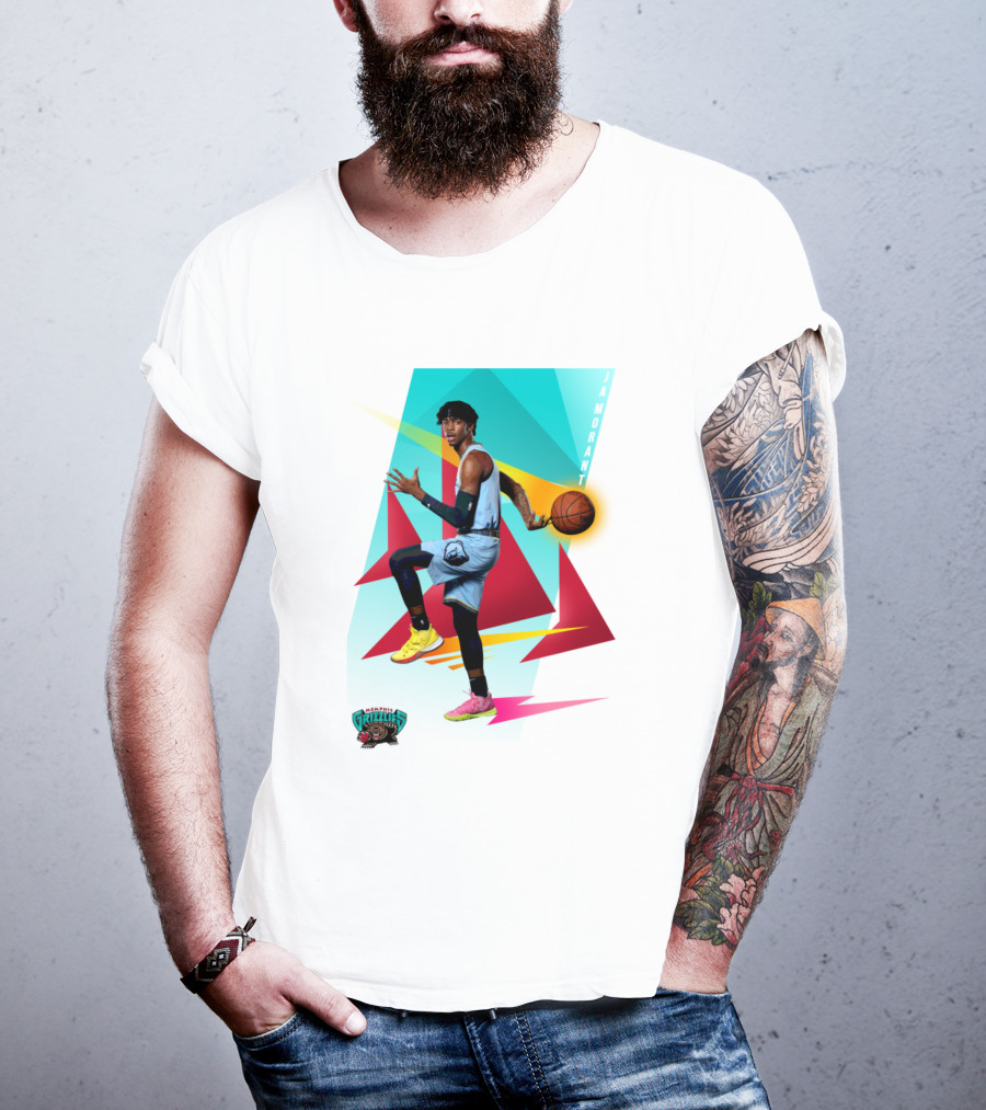 Ja Morant Memphis Grizzlies Retro Vibe Basketball Action T-Shirt