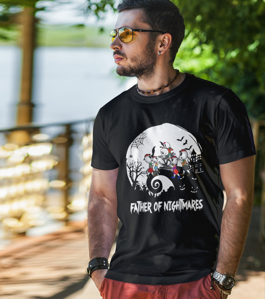 Father Of Nightmares Halloween Skeleton Kids Spooky Scene T-Shirt