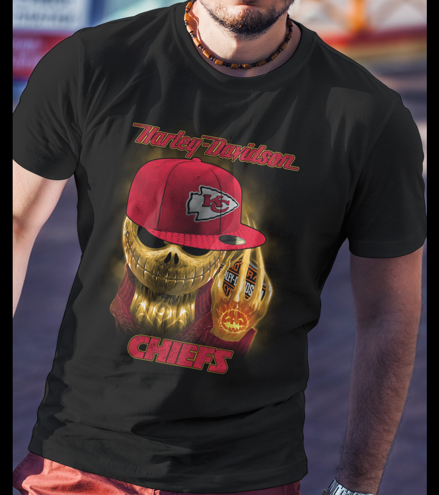 Harley Davidson Chiefs Kansas City Chiefs Hat Skull Halloween T-Shirt