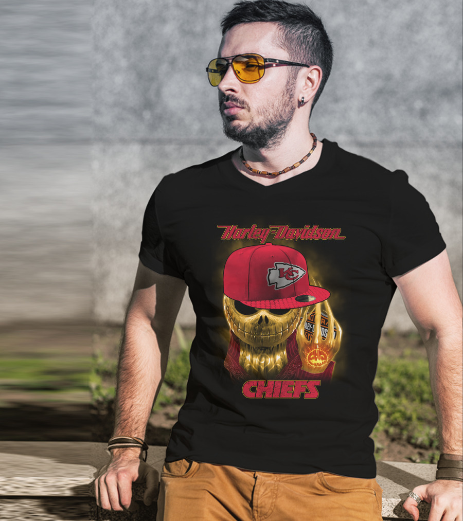 Harley Davidson Chiefs Kansas City Chiefs Hat Skull Halloween T-Shirt