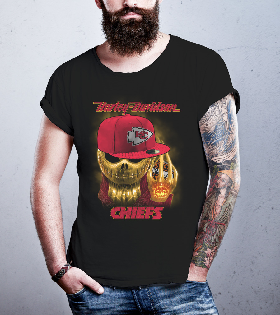 Harley Davidson Chiefs Kansas City Chiefs Hat Skull Halloween T-Shirt