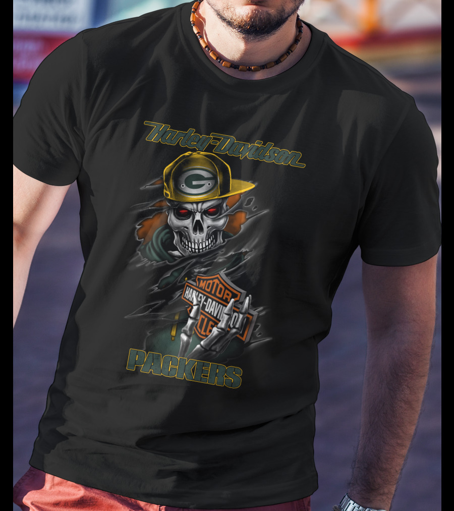 Harley Davidson Green Bay Packers Skull 2020Gbp T-Shirt