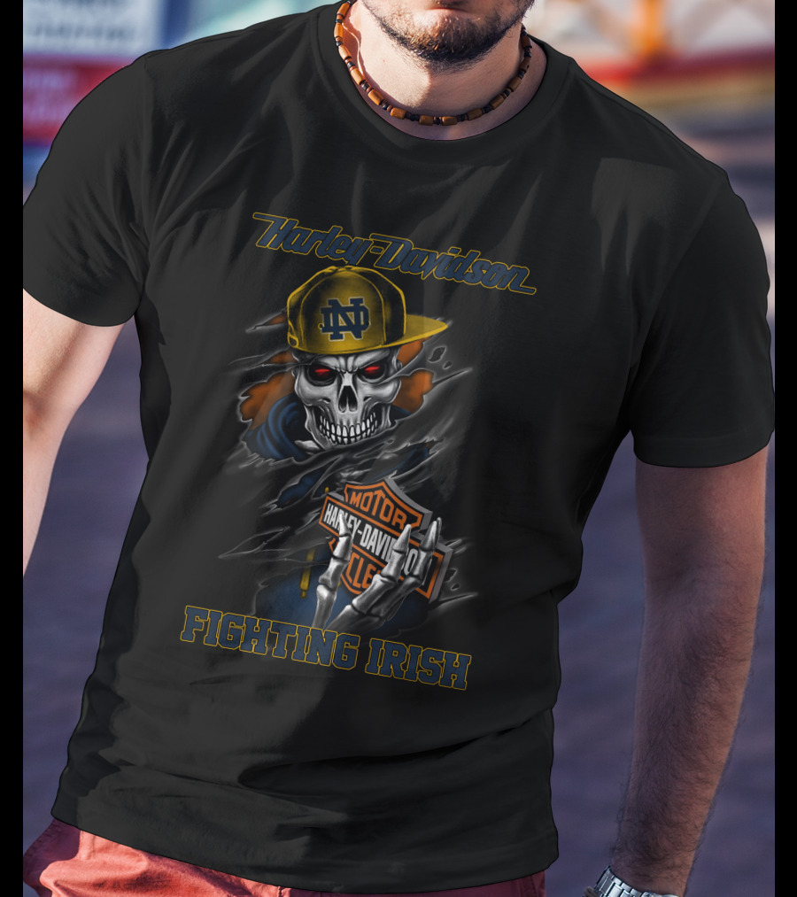 Harley Davidson Notre Dame Fighting Irish Skull T-Shirt
