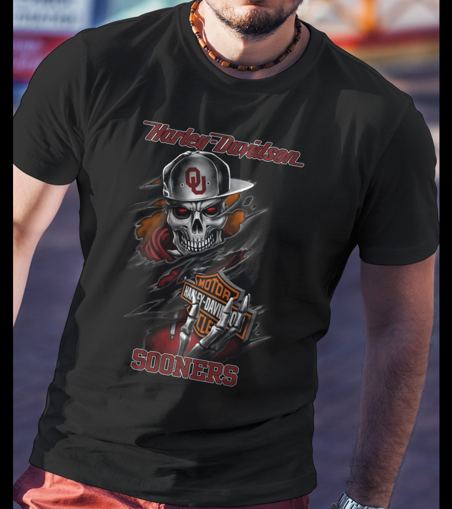 Harley Davidson Sooners Ou Skull T-Shirt