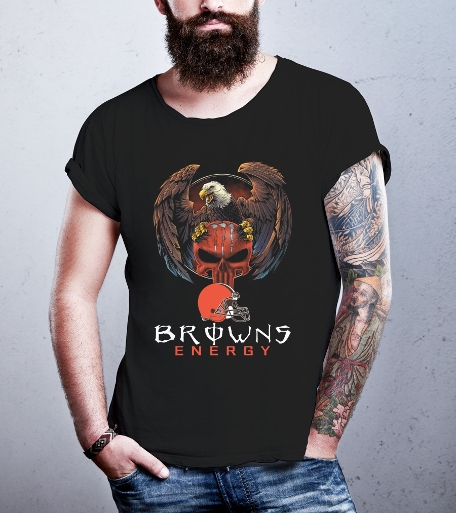 Browns Energy Skull Eagle Helmet T-Shirt