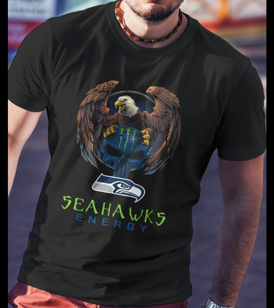 Seahawks Energy Monster Seahawks Logo Bald Eagle T-Shirt