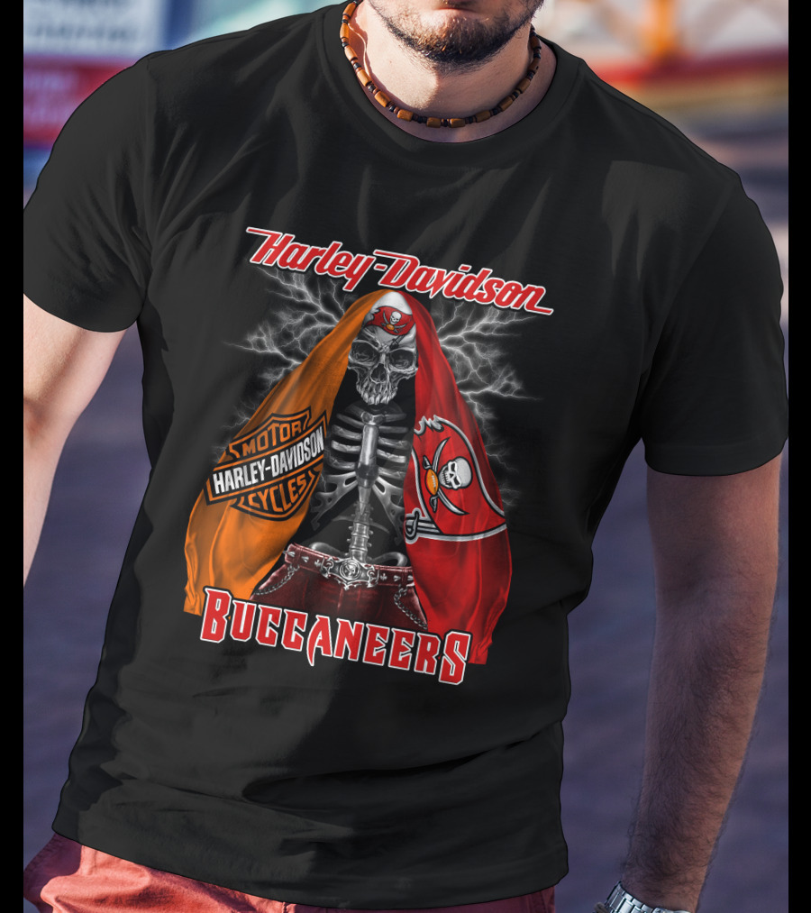 Harley Davidson Buccaneers Skeleton Lightning Tampa Bay_Hd0903 T-Shirt