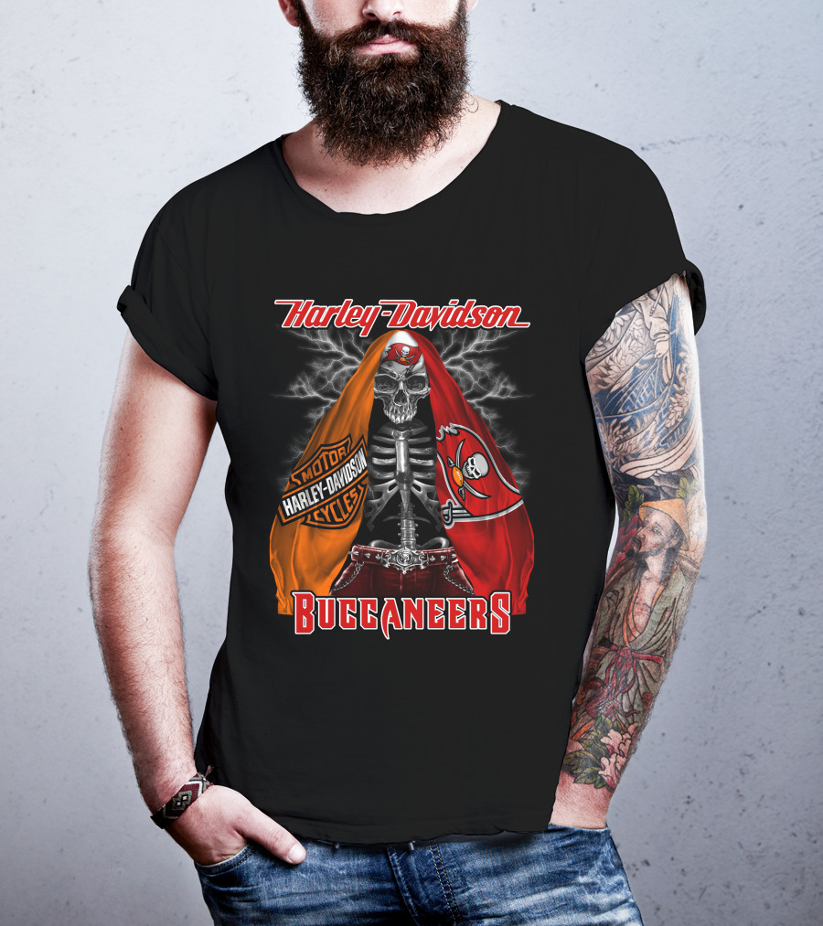 Harley Davidson Buccaneers Skeleton Lightning Tampa Bay_Hd0903 T-Shirt