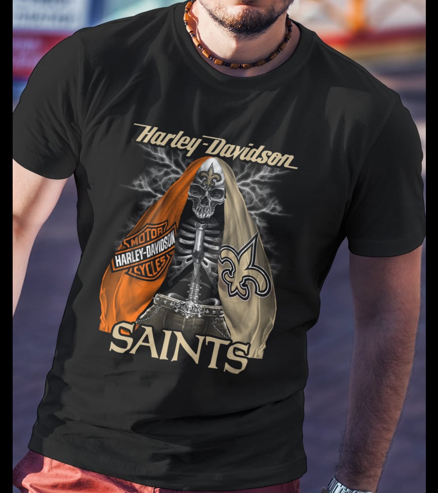 Harley Davidson Motorcycles New Orleans Saints T-Shirt