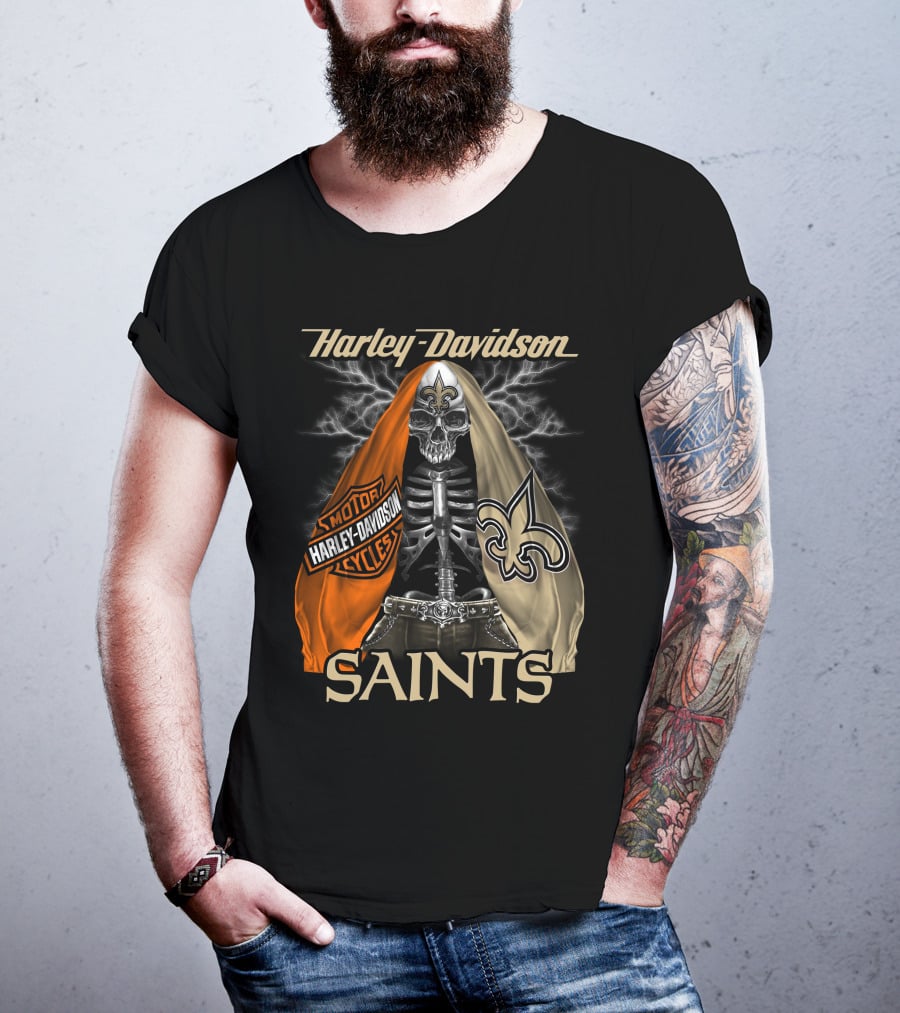 Harley Davidson Motorcycles New Orleans Saints T-Shirt