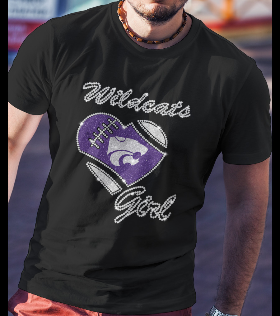 Wildcats Girl Kansas State Heart Football T-Shirt