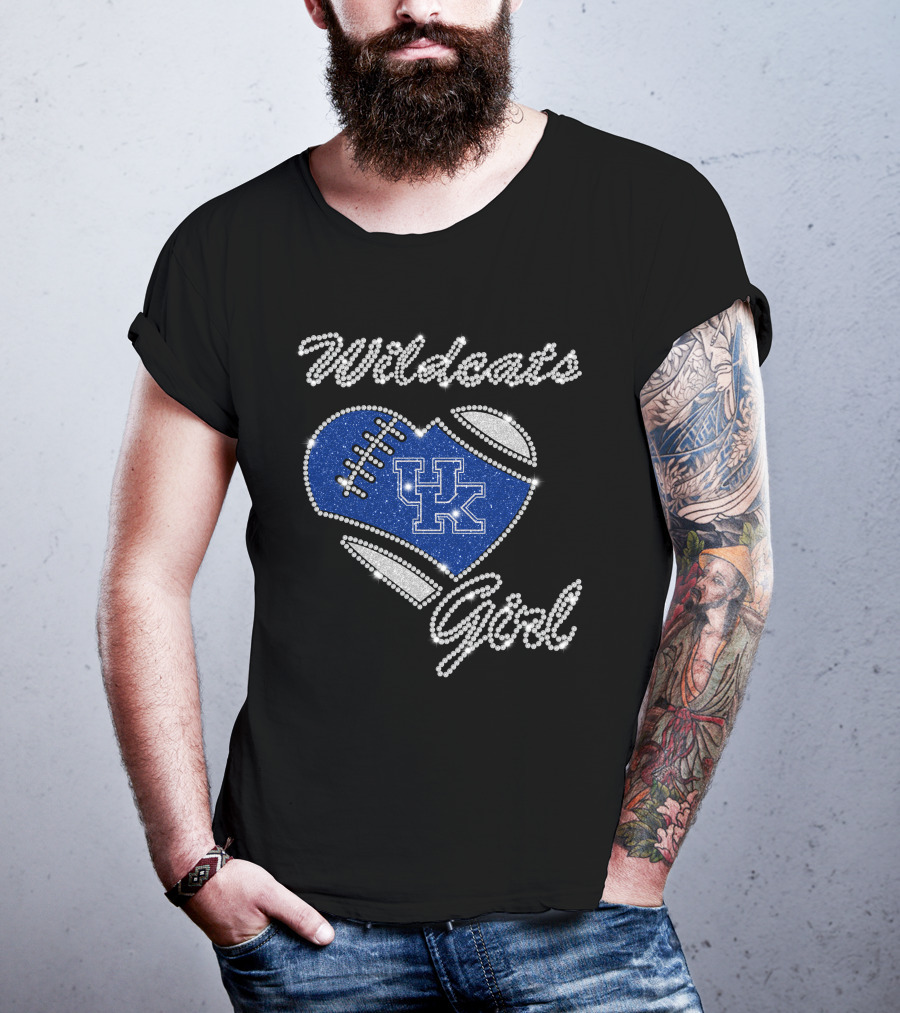 Wildcats Girl UK Football Heart G1003 Kentucky Wildcats T-Shirt