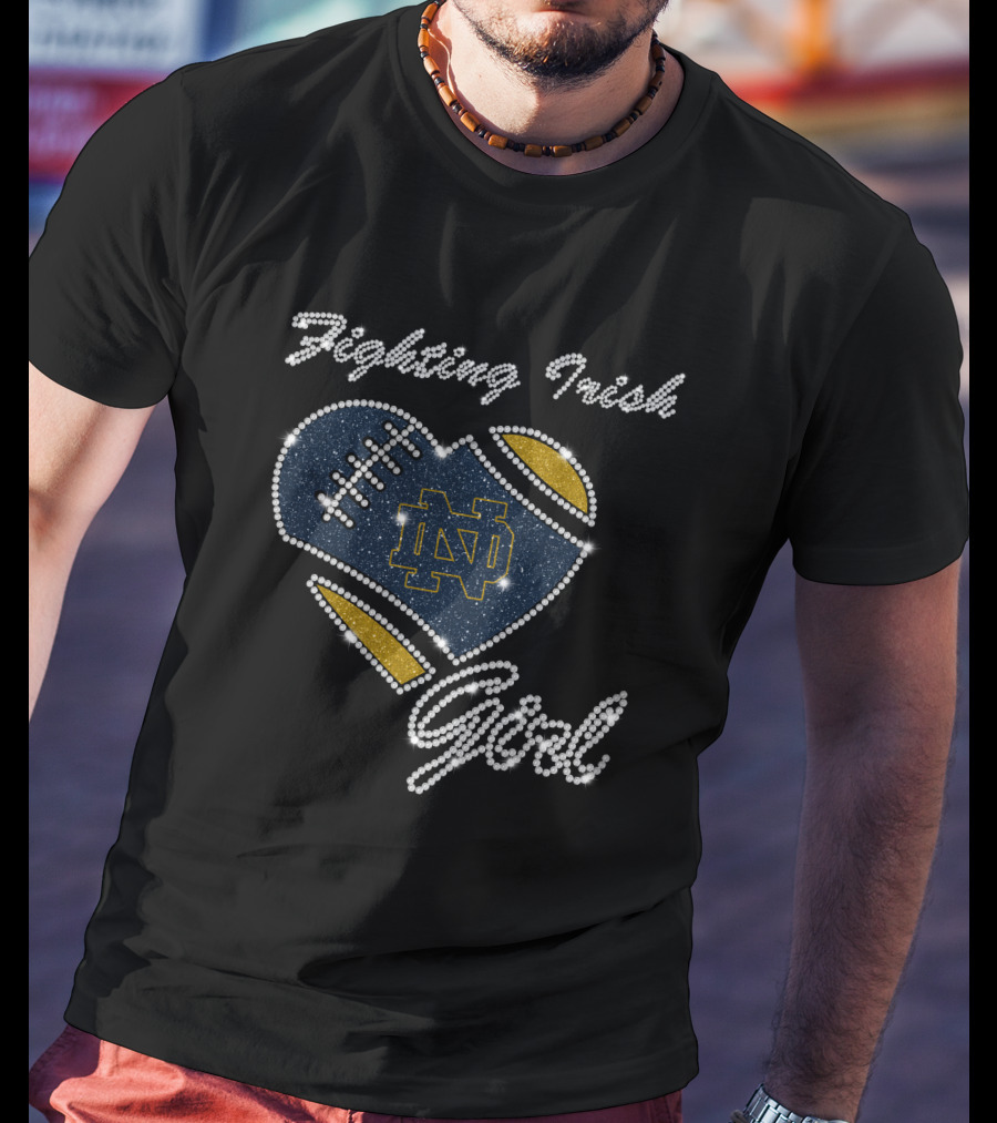 G1003 Notre Dame Fighting Irish Football Heart Girl T-Shirt