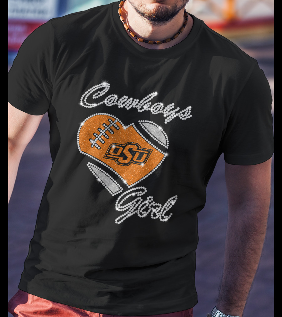 Cowboys Girl Osu Oklahoma State Football Heart T-Shirt