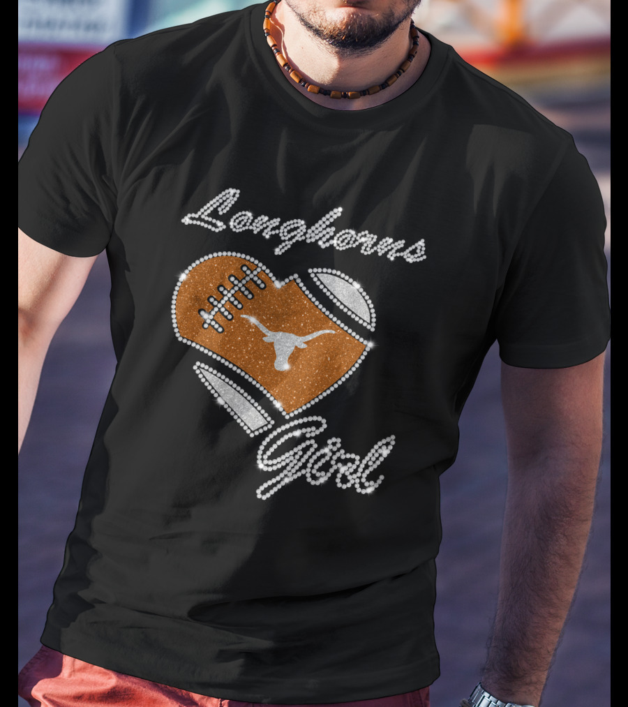 Longhorns Girl Heart Football Texas Longhorns T-Shirt