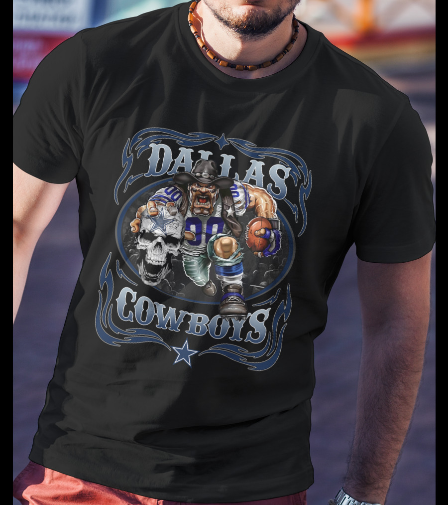 Dallas Cowboys Football Skull And Player T-Shirt