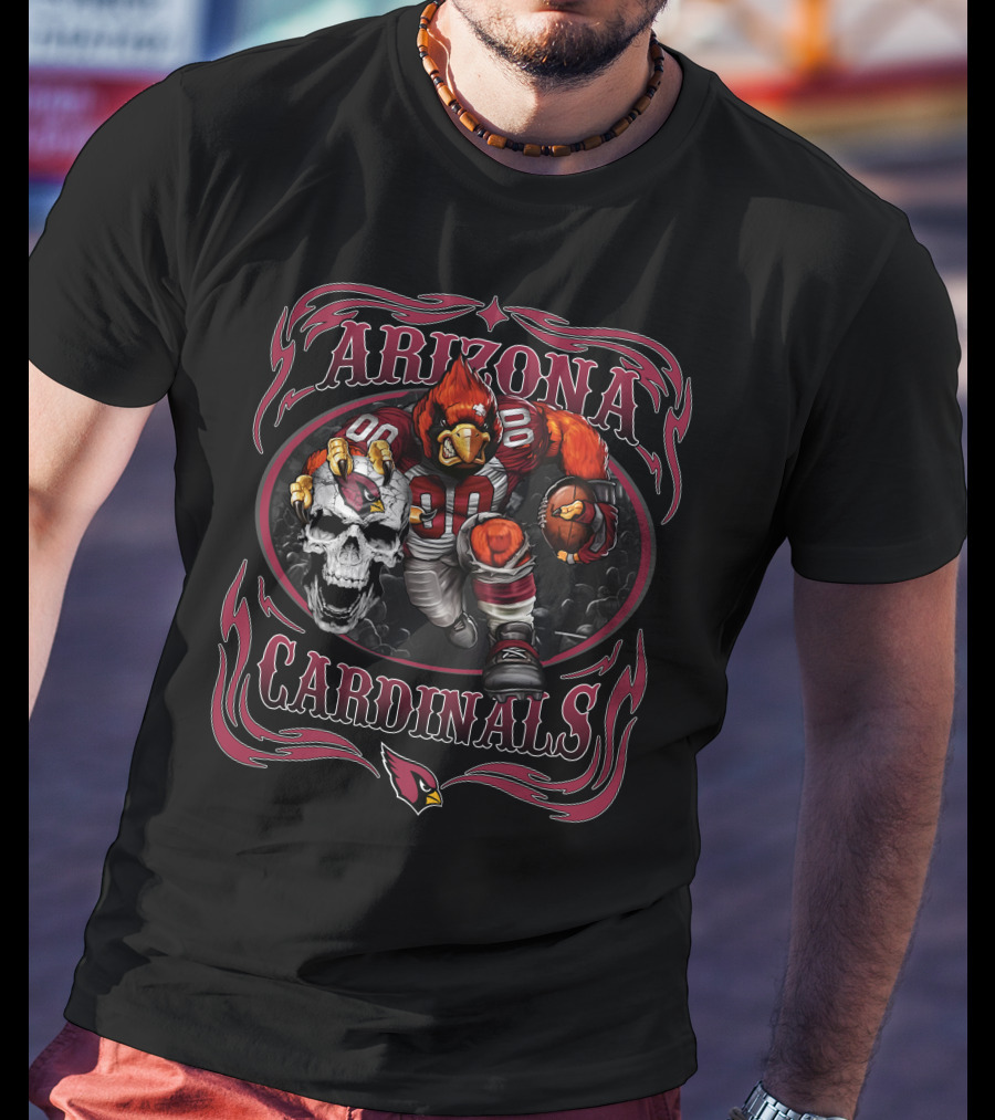 Arizona Cardinals Football Player Holding Skull T-Shirt