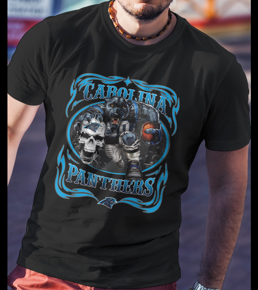 Carolina Panthers Football Panther Skull T-Shirt