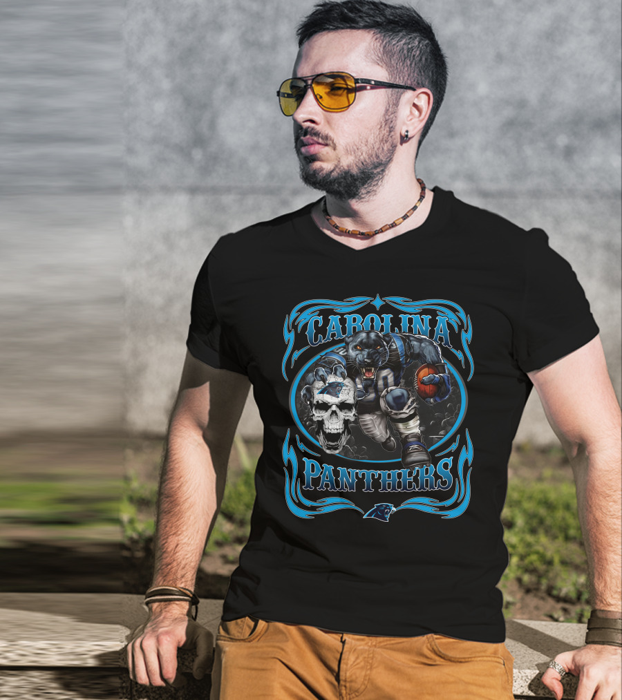 Carolina Panthers Football Panther Skull T-Shirt