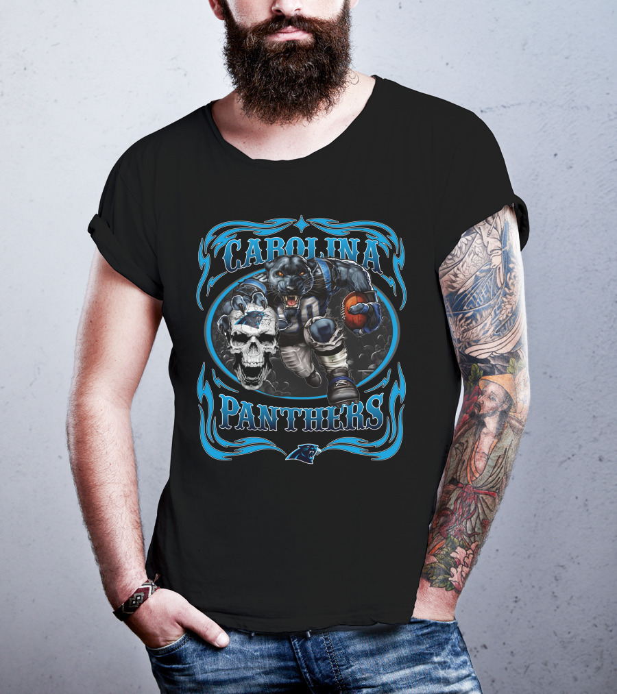Carolina Panthers Football Panther Skull T-Shirt
