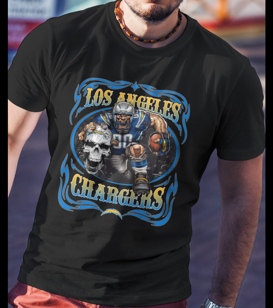 Los Angeles Chargers Football Warrior Skull T-Shirt
