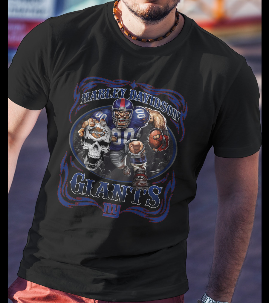 Harley Davidson New York Giants Football Player T-Shirt