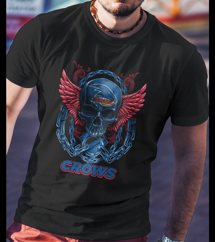 Adelaide Crows Skull With Chains And Wings T-Shirt