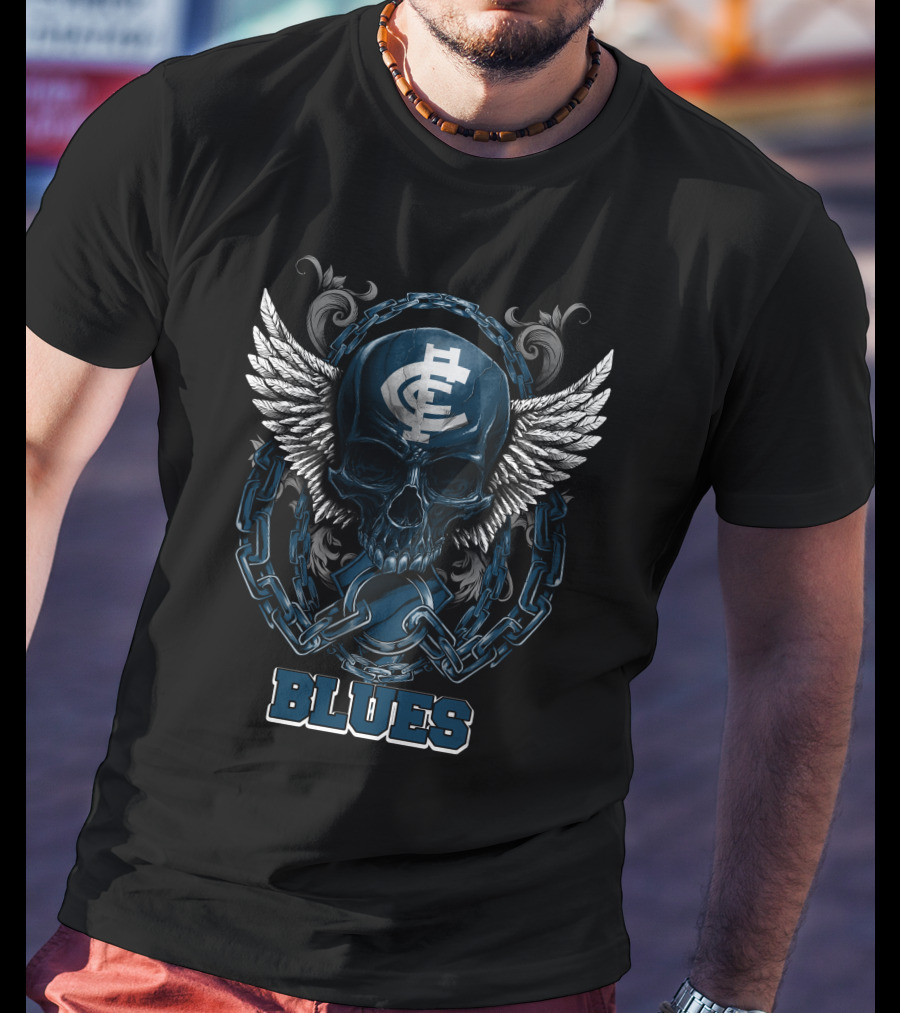Carlton Blues Winged Skull Chain Emblem T-Shirt