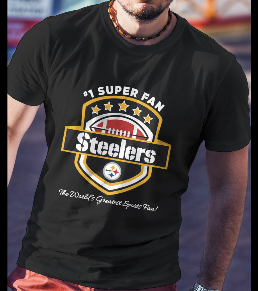 Steelers Football Shield With Stars And Pittsburgh Steelers T-Shirt