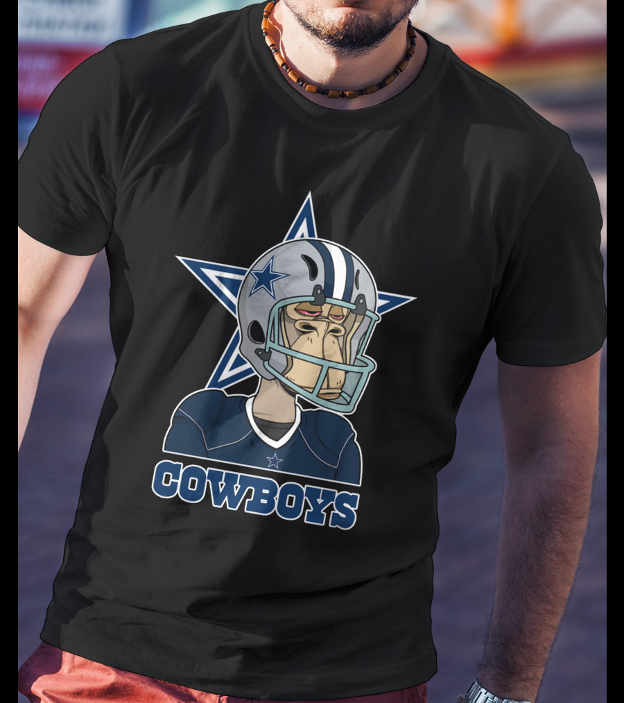 Cowboys Star Helmet Monkey Football Player T-Shirt