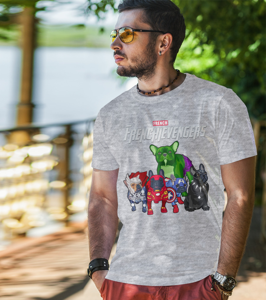 French Bulldog Frenchievengers Superhero Canine Team T-Shirt