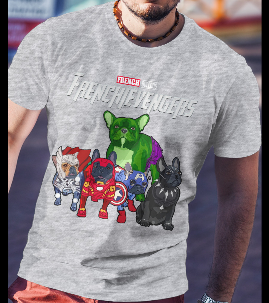 French Bulldog Frenchievengers Superhero Canine Team T-Shirt