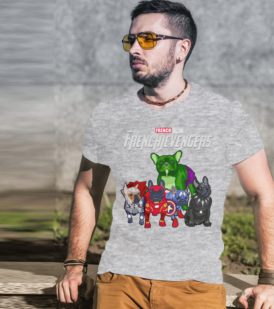 French Bulldog Frenchievengers Superhero Canine Team T-Shirt