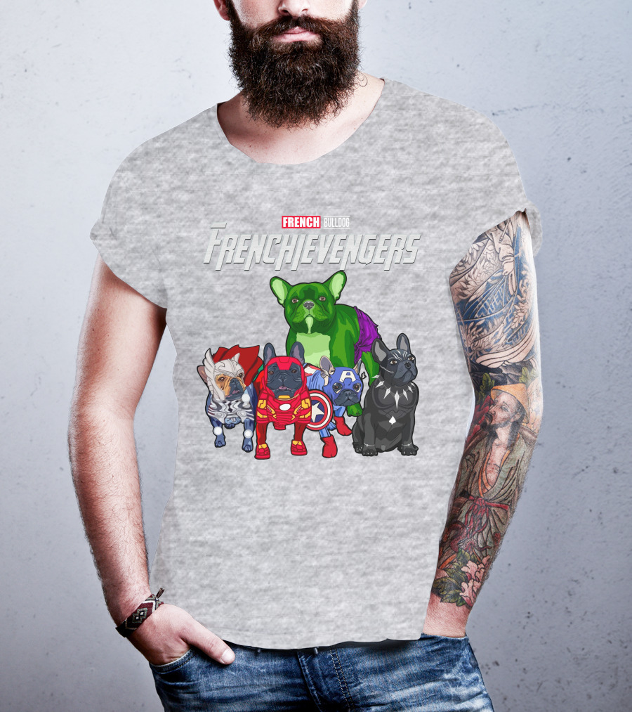 French Bulldog Frenchievengers Superhero Canine Team T-Shirt