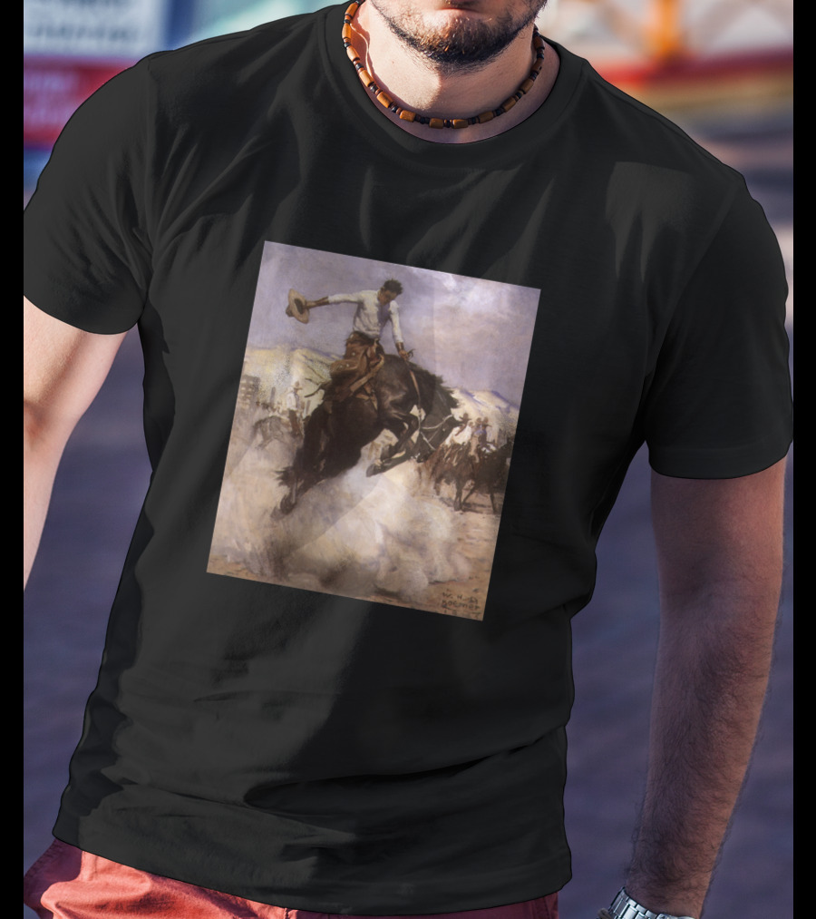 Breezy Riding By Koerner Cowboy Galloping Horse Western T-Shirt